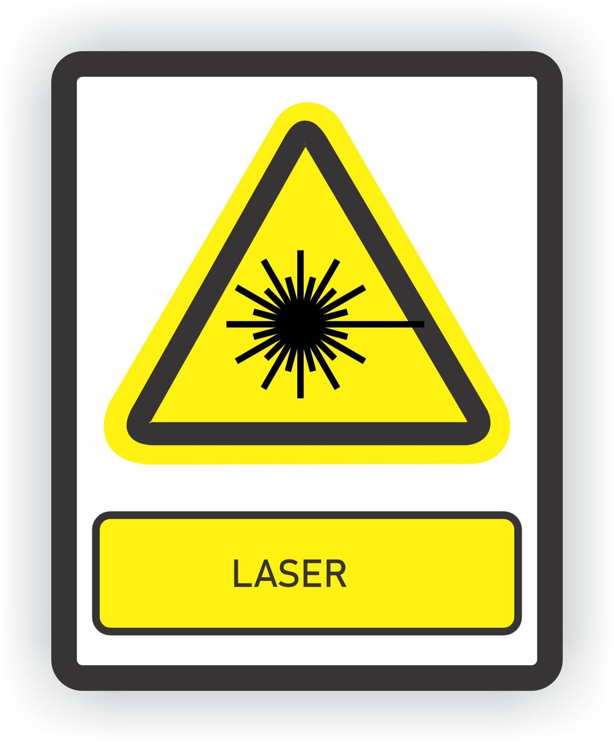 ISO norm 7010 sticker met tekst Laserstraal