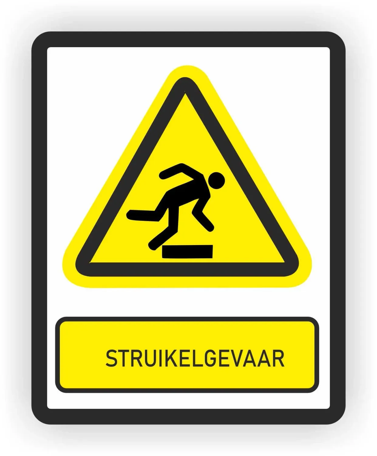 ISO norm 7010 stickers 2x met tekst Struikelgevaar