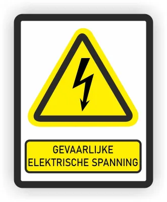 ISO norm 7010 sticker met tekst Elektrische spanning