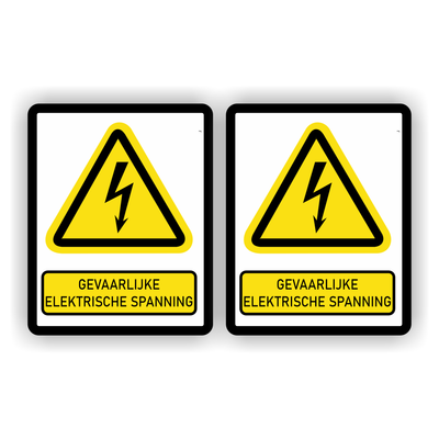ISO norm 7010 stickers 2x met tekst Elektrische spanning