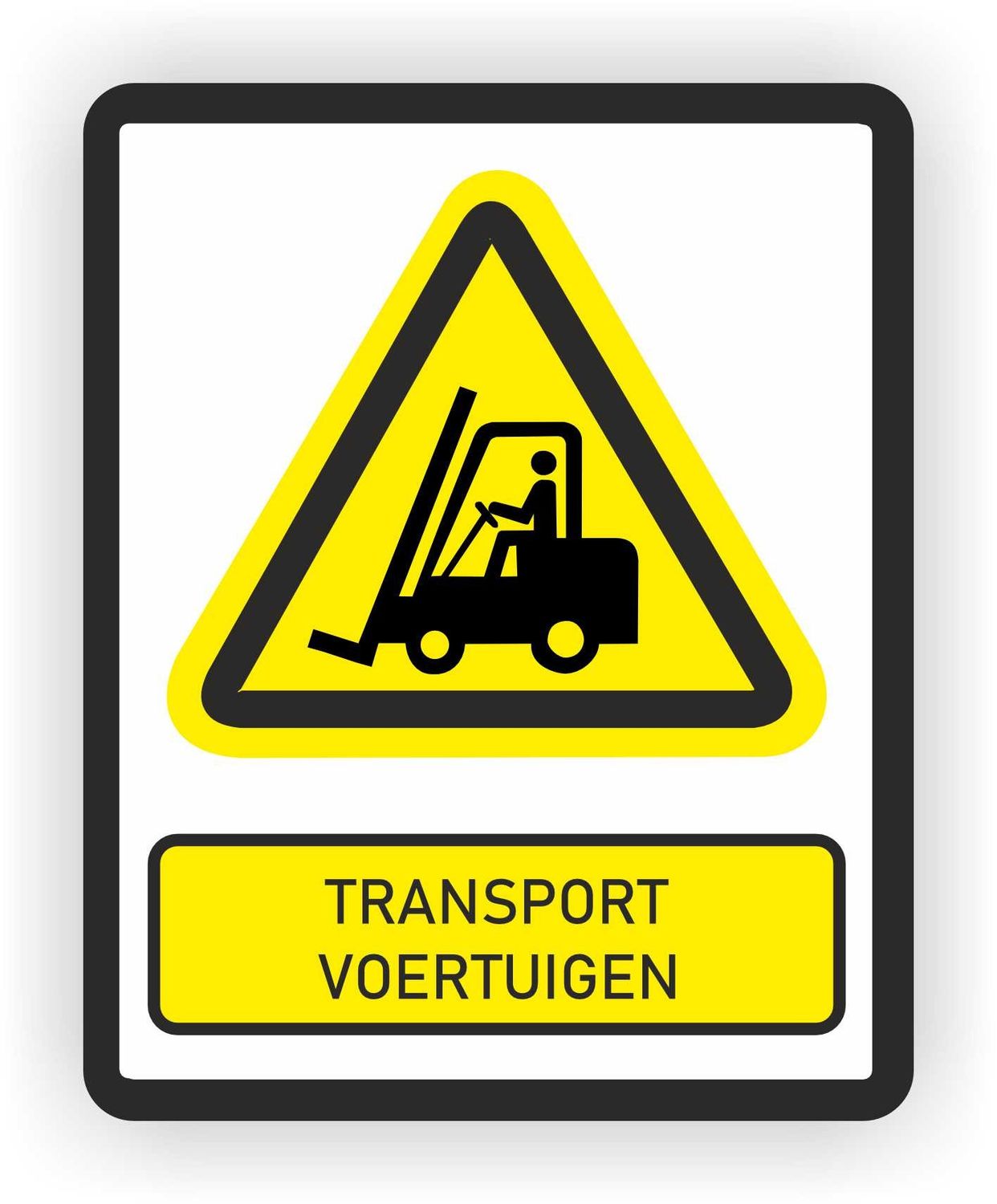 ISO norm 7010 sticker met tekst Heftruck voertuigen