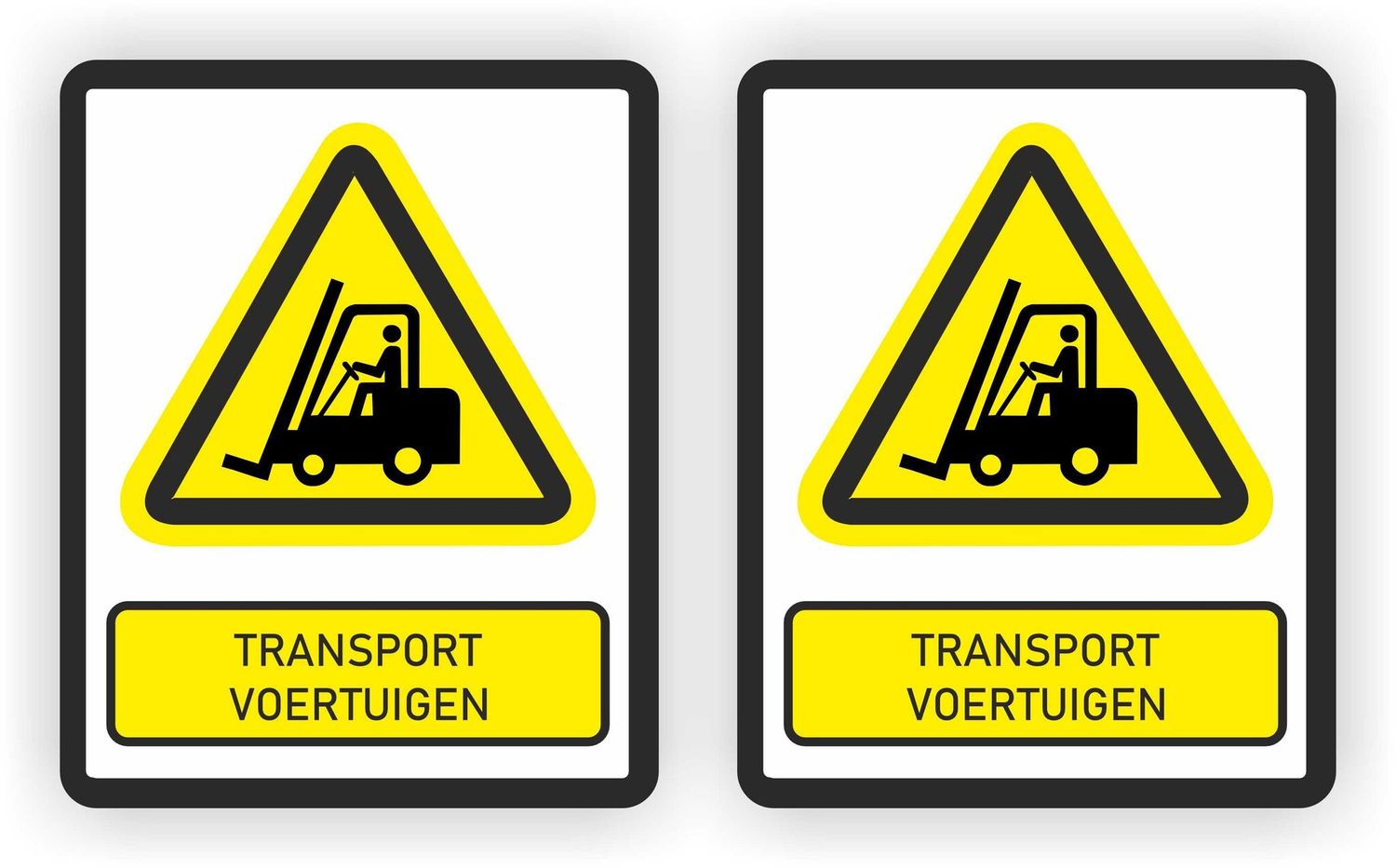 ISO norm 7010 stickers 2x met tekst Heftruck voertuigen