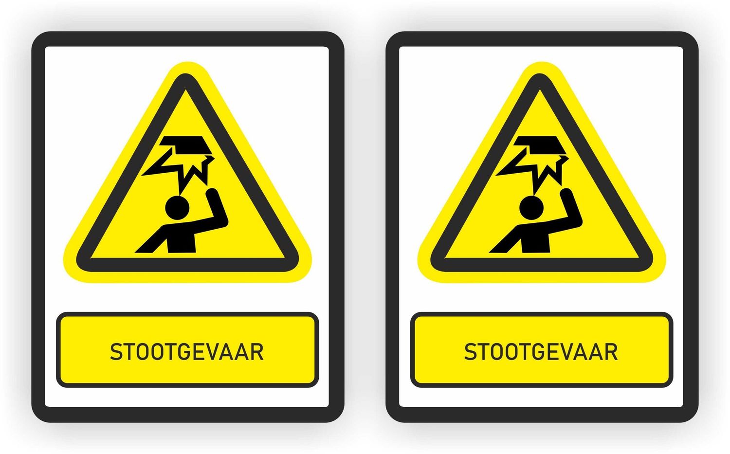 Stootgevaar sticker set  2 stuks