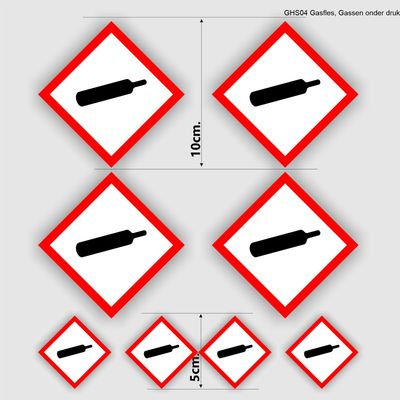 GHS01-iso norm sticker set Gasfles, gassen onder druk