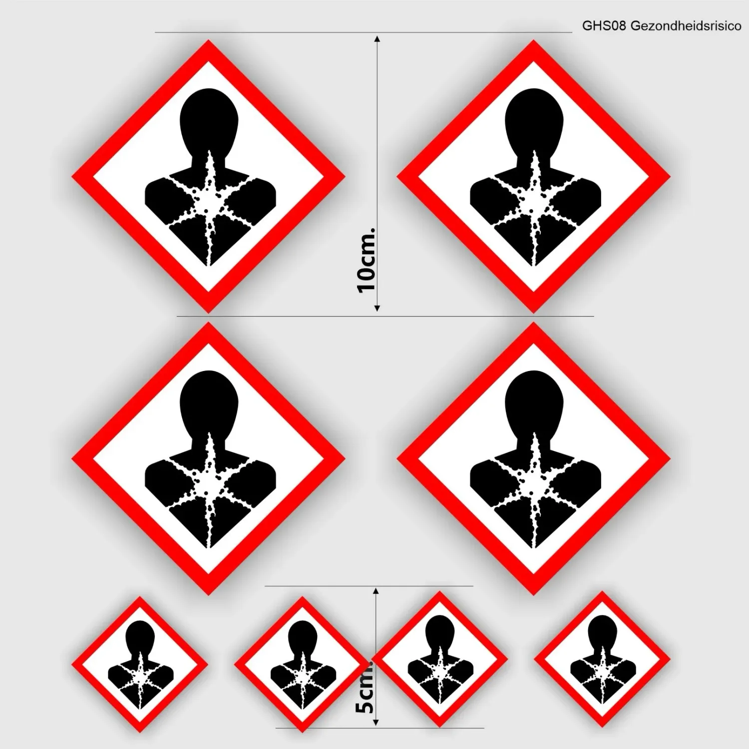 Gezondheidsrisicoiso norm sticker set 