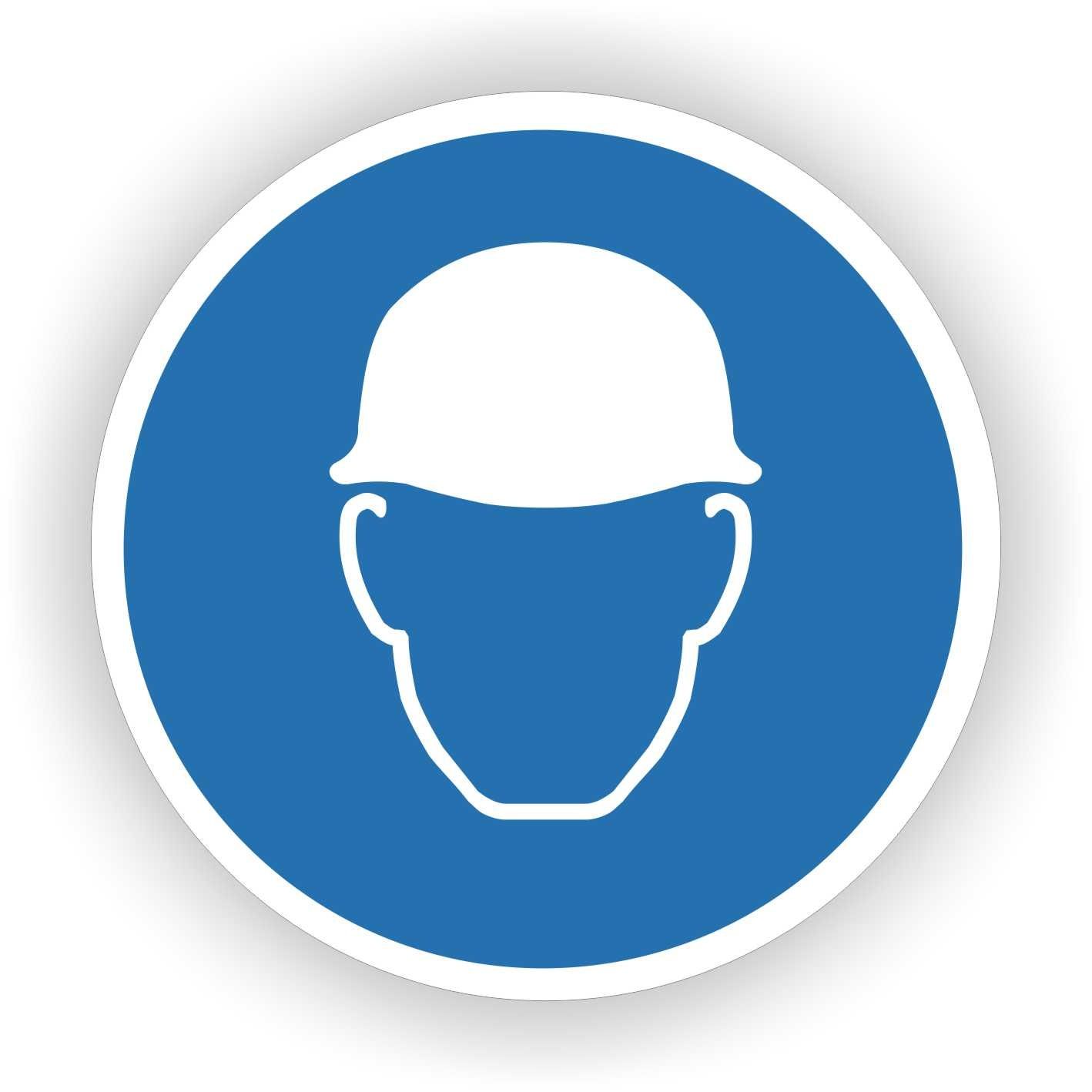 Veiligheidshelm verplicht  ISO 7010 sticker Ø20
