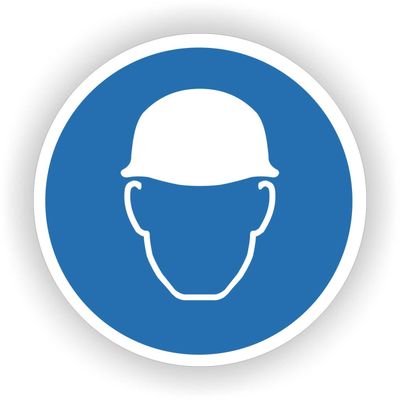 Veiligheidshelm verplicht  ISO 7010 sticker Ø20
