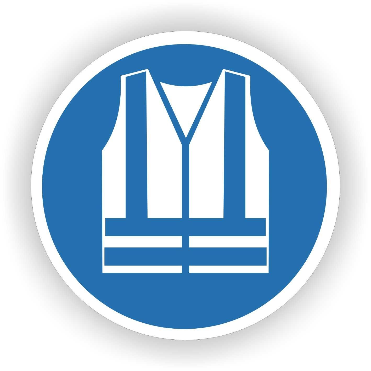 Veiligheidshesje verplicht  ISO 7010 sticker Ø20