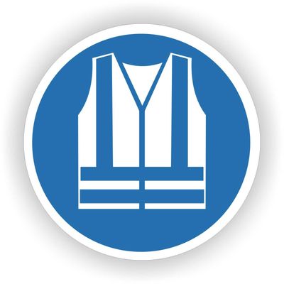 Veiligheidshesje verplicht  ISO 7010 sticker Ø20