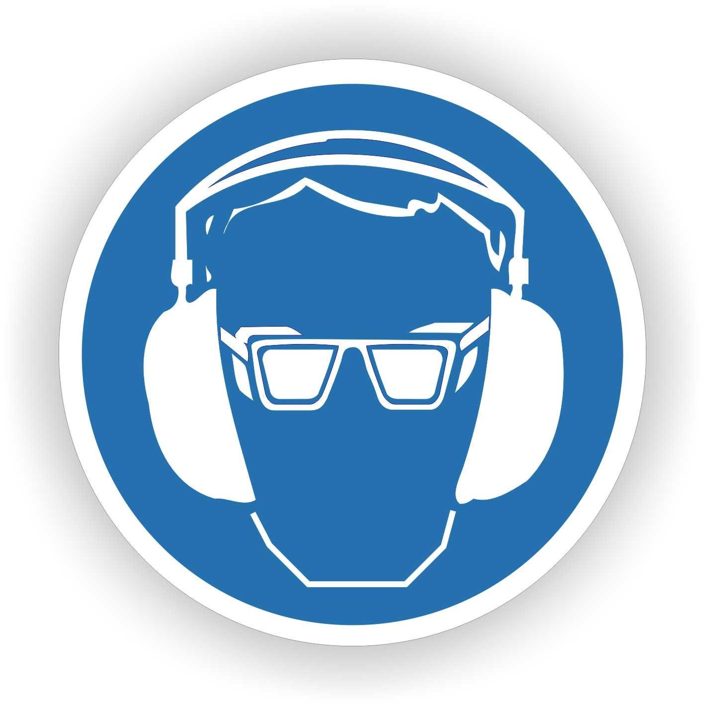 Bril en Gehoorbescherming verplicht ISO 7010 sticker