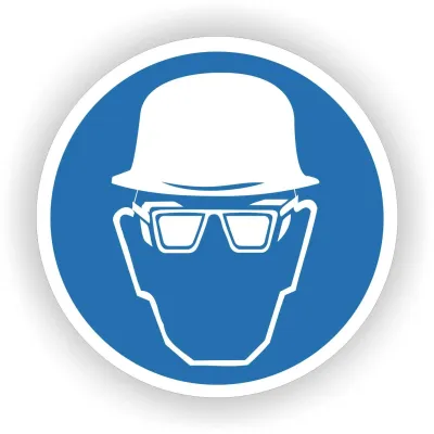 Veiligheidsbril en helm verplicht  ISO 7010 sticker Ø20