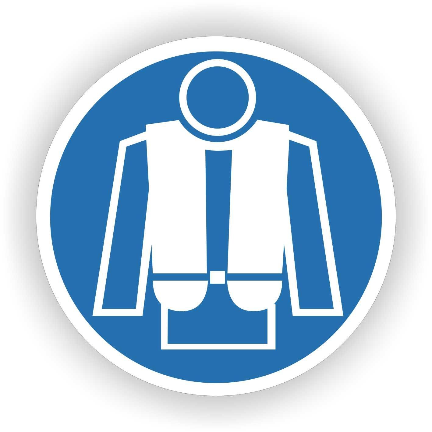 Reddingsvest dragen verplicht ISO 7010 sticker Ø20