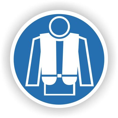 Reddingsvest dragen verplicht ISO 7010 sticker Ø20