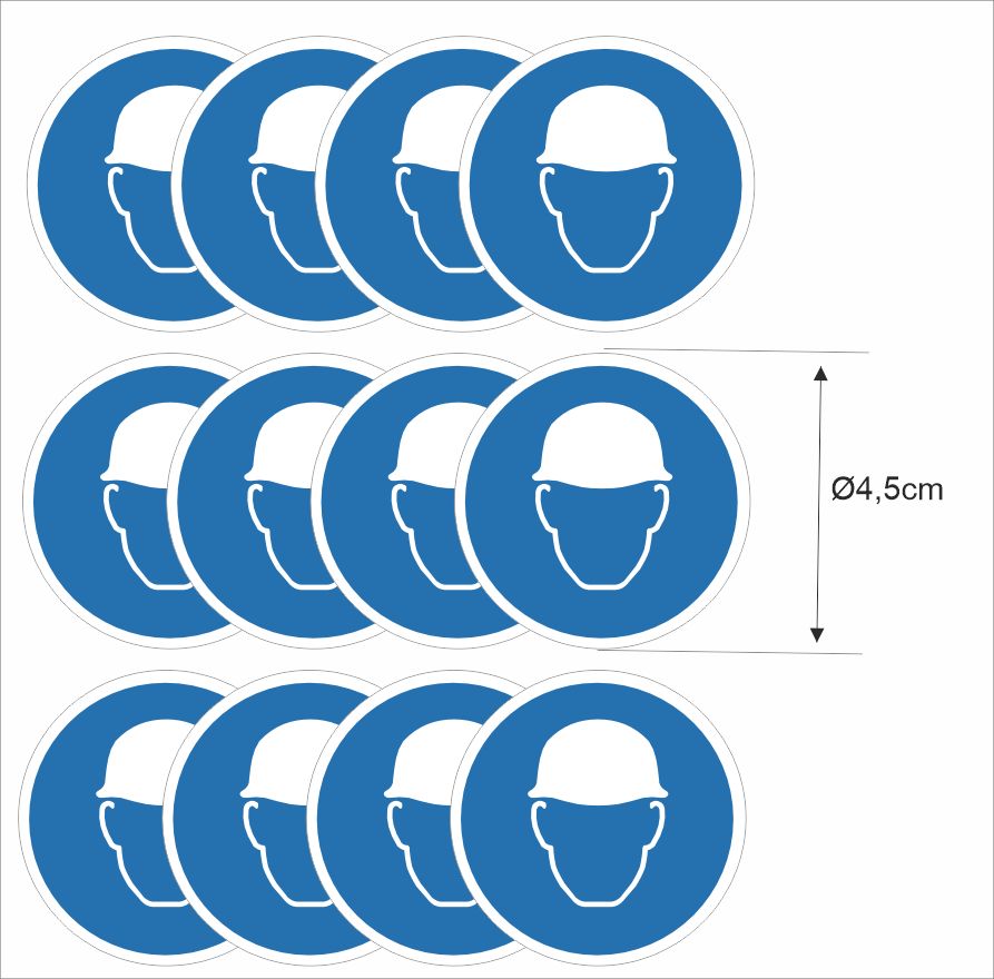 Veiligheidshelm verplicht  ISO 7010 sticker set Ø4,5