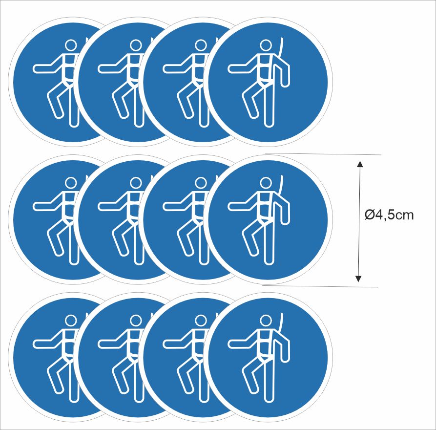 Valbeveiliging verplicht  ISO 7010 sticker set Ø4,5