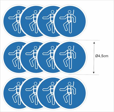 Valbeveiliging verplicht  ISO 7010 sticker set Ø4,5