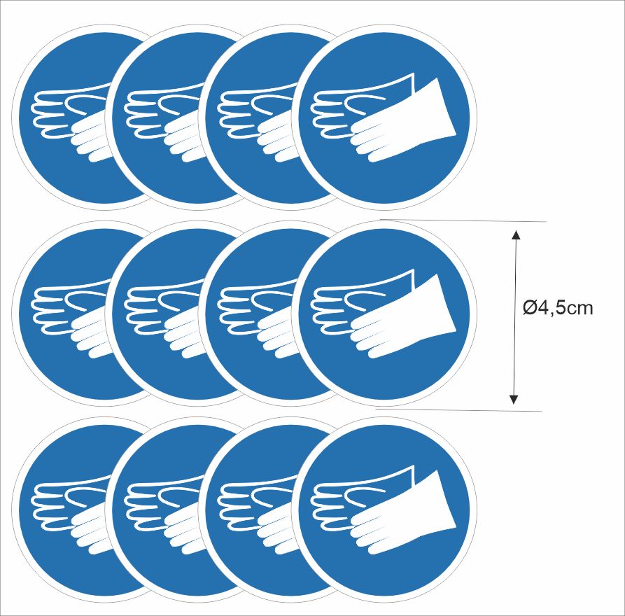 Handschoenen verplicht  ISO 7010 sticker set Ø4,5