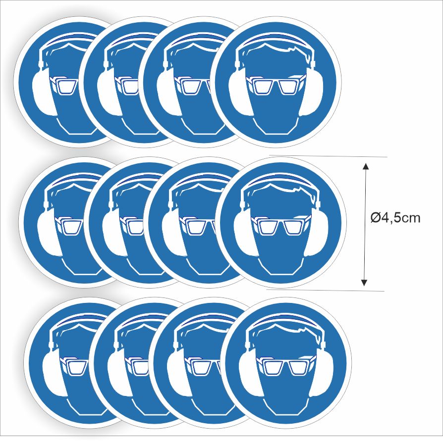 Bril en Gehoorbescherming verplicht ISO 7010 stickers