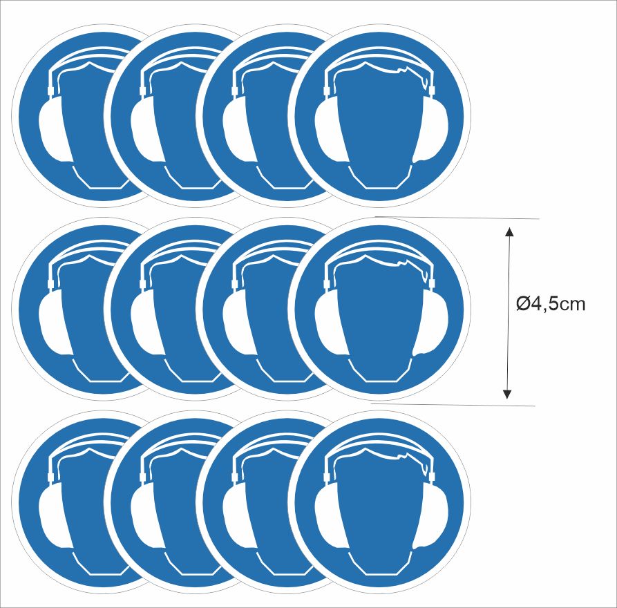 Gehoorbescherming ISO 7010 stickers set Ø4,5