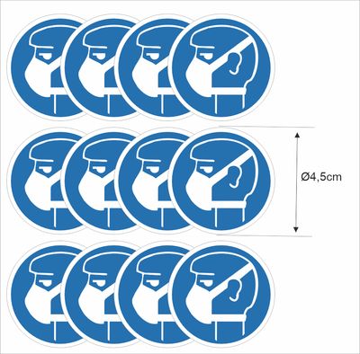 Mond-, stofmasker verplicht ISO 7010 stickers Ø4,5