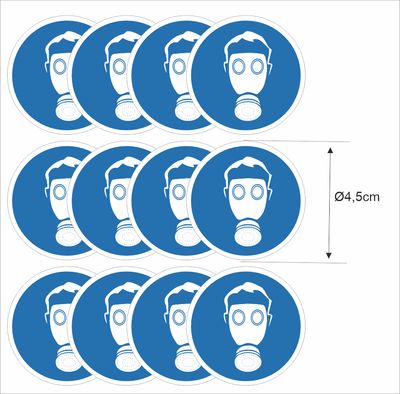 Gasmasker Adembescherming  12 stickers