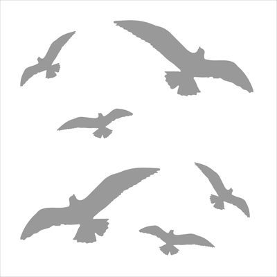 Vogelbescherming stickers set 6  vogels grijs
