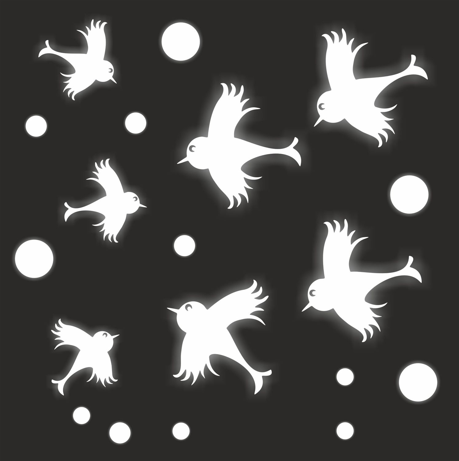 Vogel raamsticker 7 vogels wit