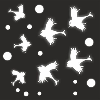 Vogel raamsticker 7 vogels wit