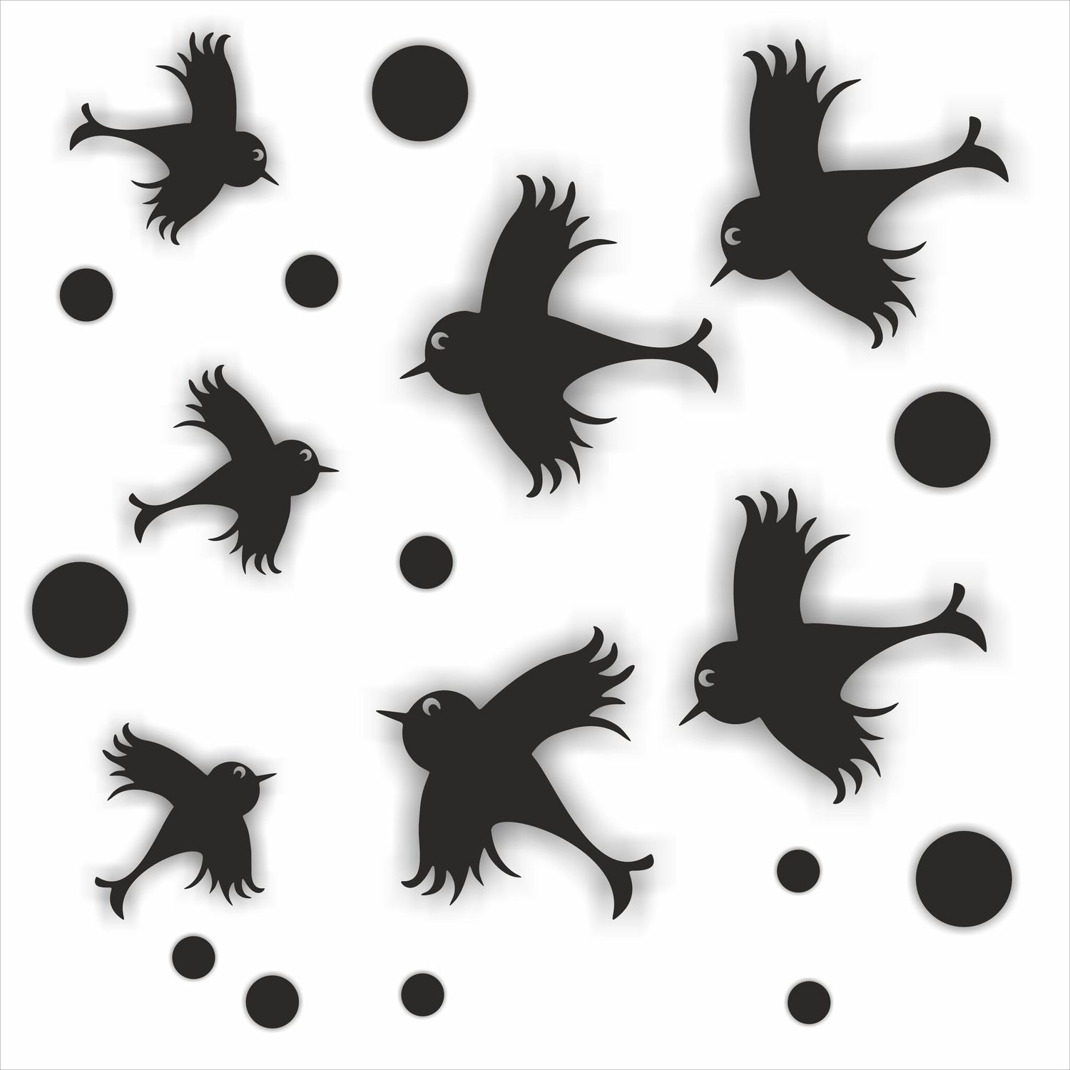 Vogel raamsticker 7 vogels zwart