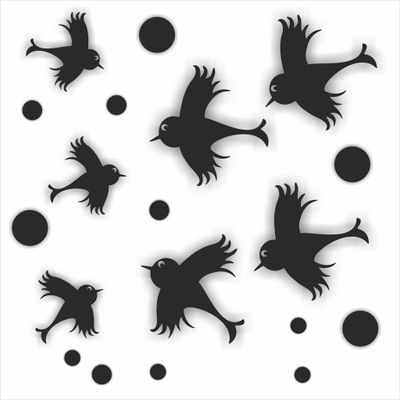Vogel raamsticker 7 vogels zwart