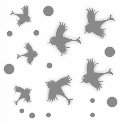 Vogel raamsticker 7 vogels grijs
