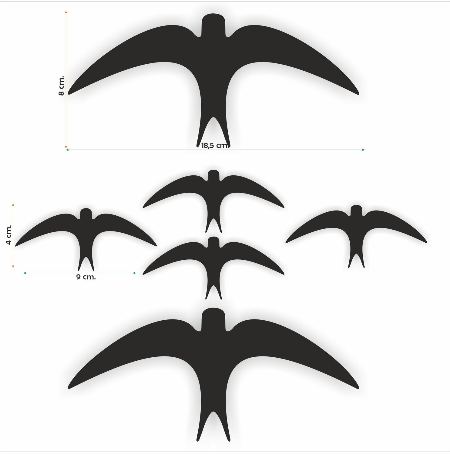 Vogel raamsticker set 6 zwaluw stickers