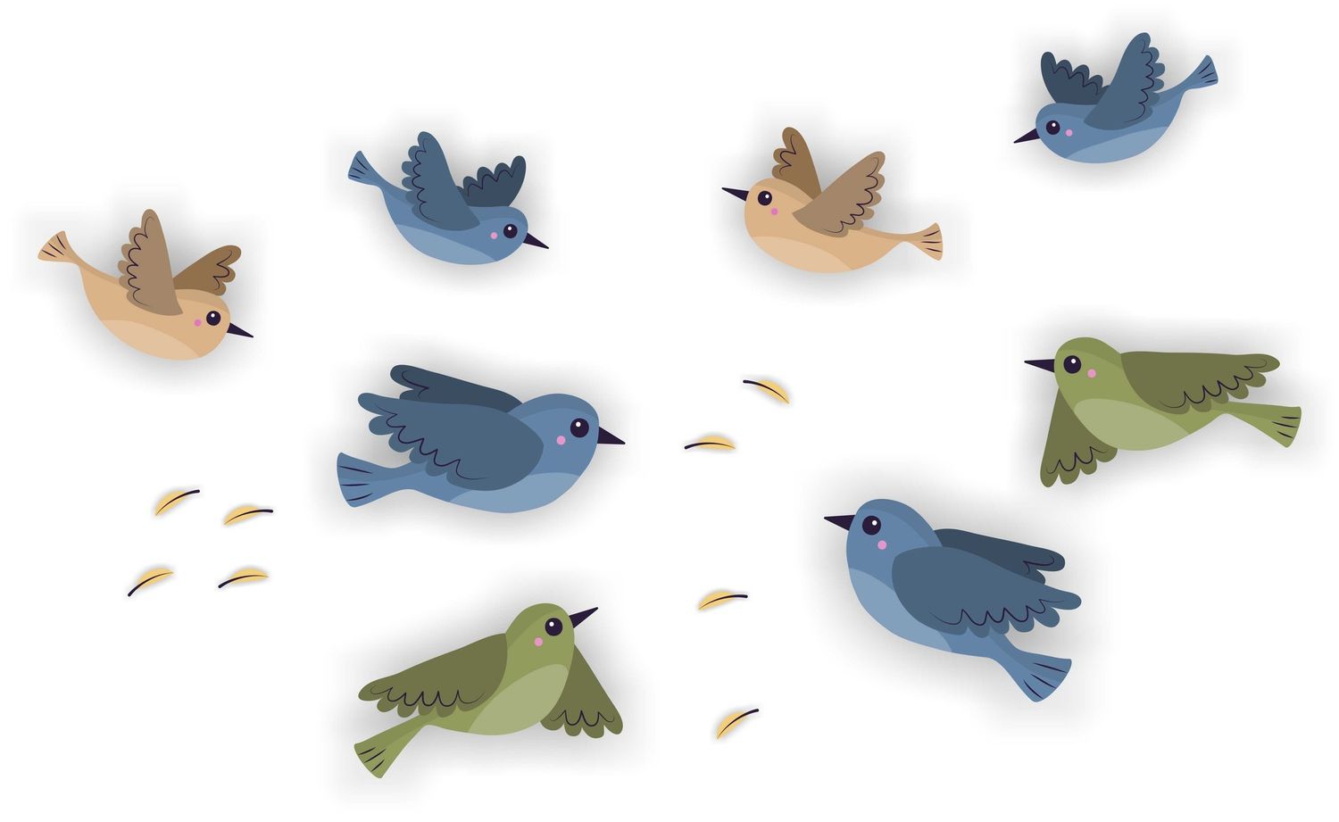 Vogel raamstickers set van 9 vogelstickers