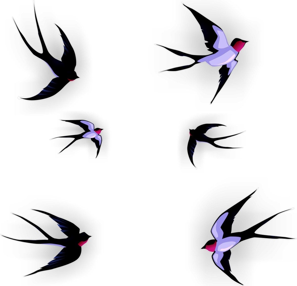Zwaluw raamstickers set  vogelstickers