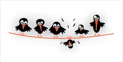 Vogels raamstickers 6 vogels zittend op draad