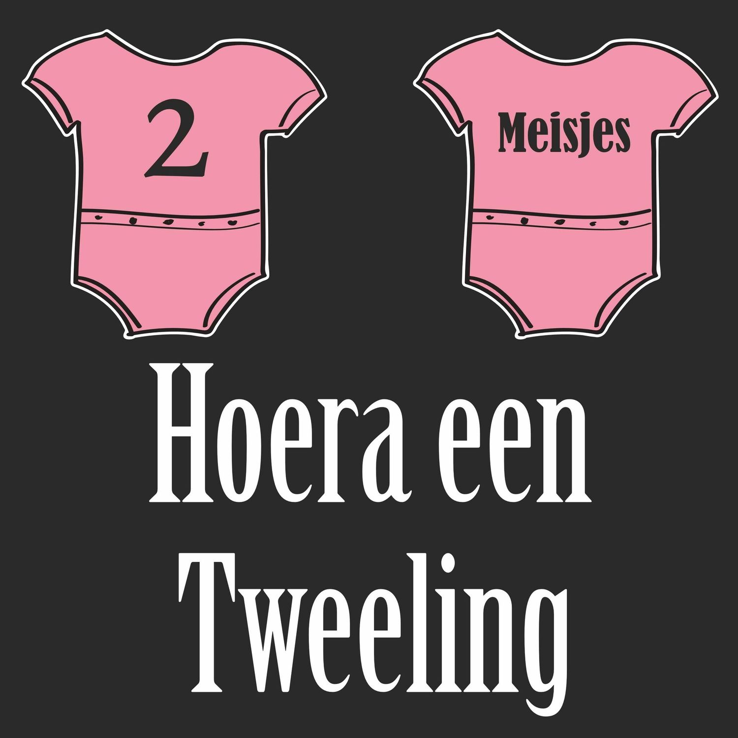 Geboorte sticker Hoera een tweeling 2 Meisjes