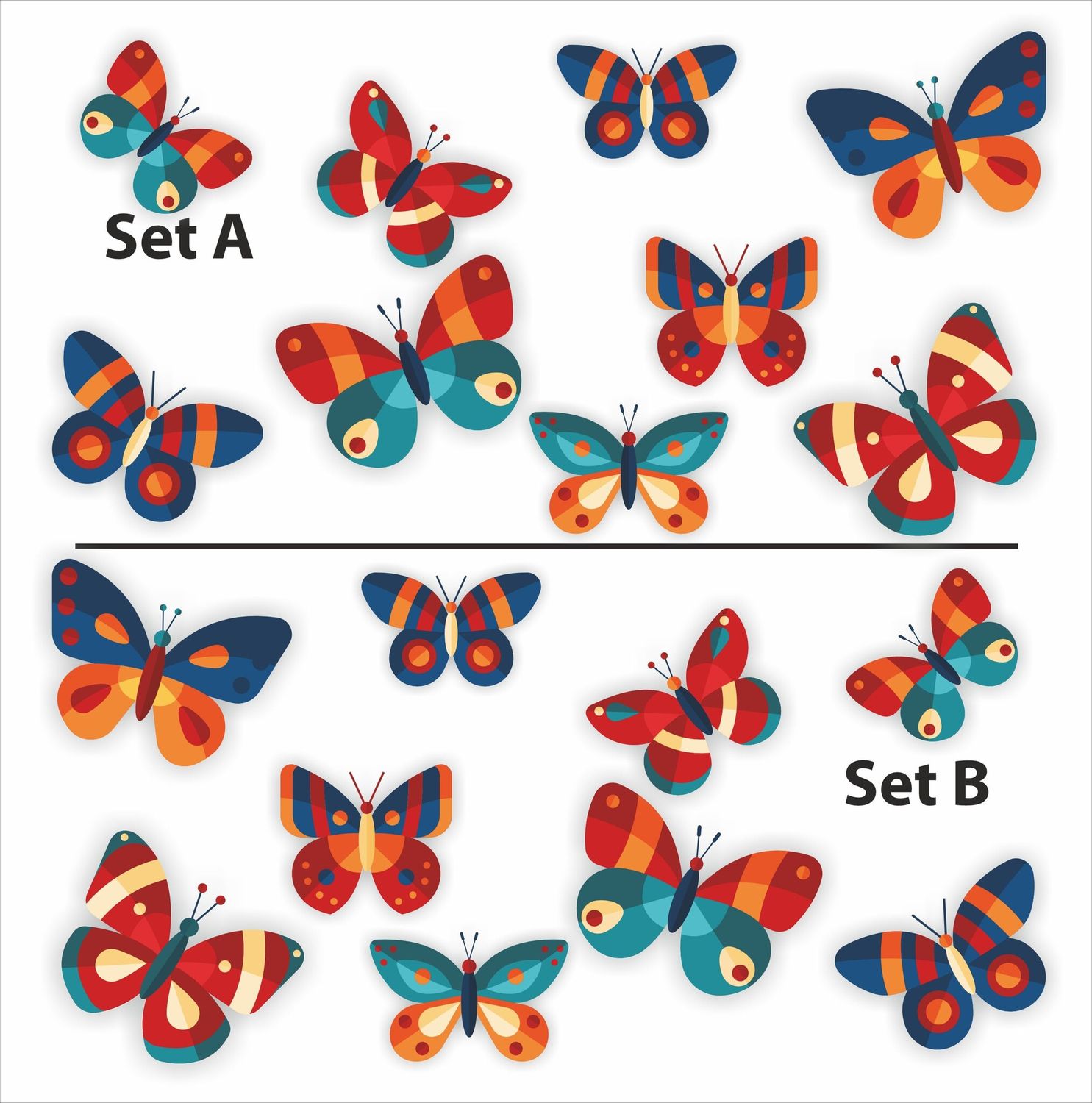 Vlinders decoratie sticker set 