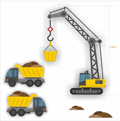 Hijskraan, Kiepwagens decoratie sticker set.