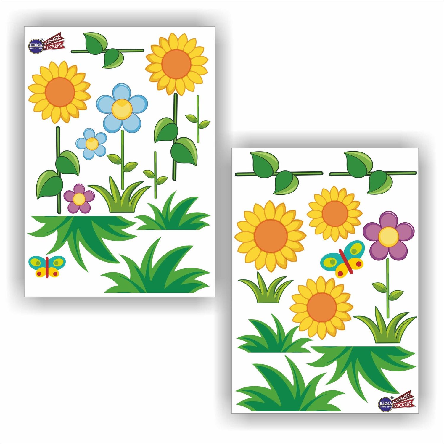 Zonnebloemen, vlinders decoratiestickers.