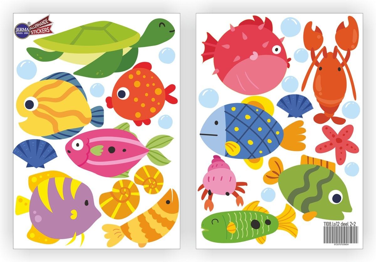 Vissen diep in de zee decoratiesticker set