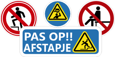 hier niet zitten of gaan staan of stoot je hoofd niet stickers