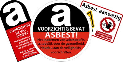 Asbest gevaar waarschuwing stickers