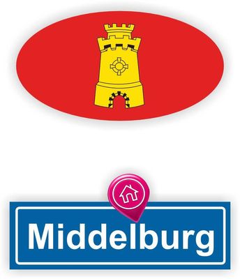 Middelburg steden vlaggen auto stickers