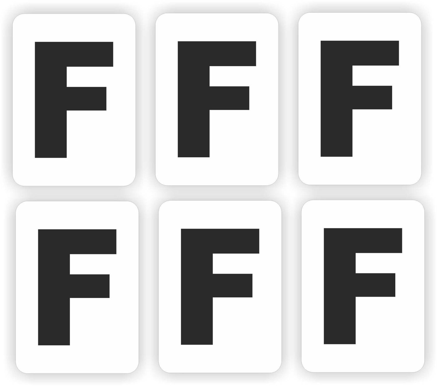 F, plak letter set van 6 stickers
