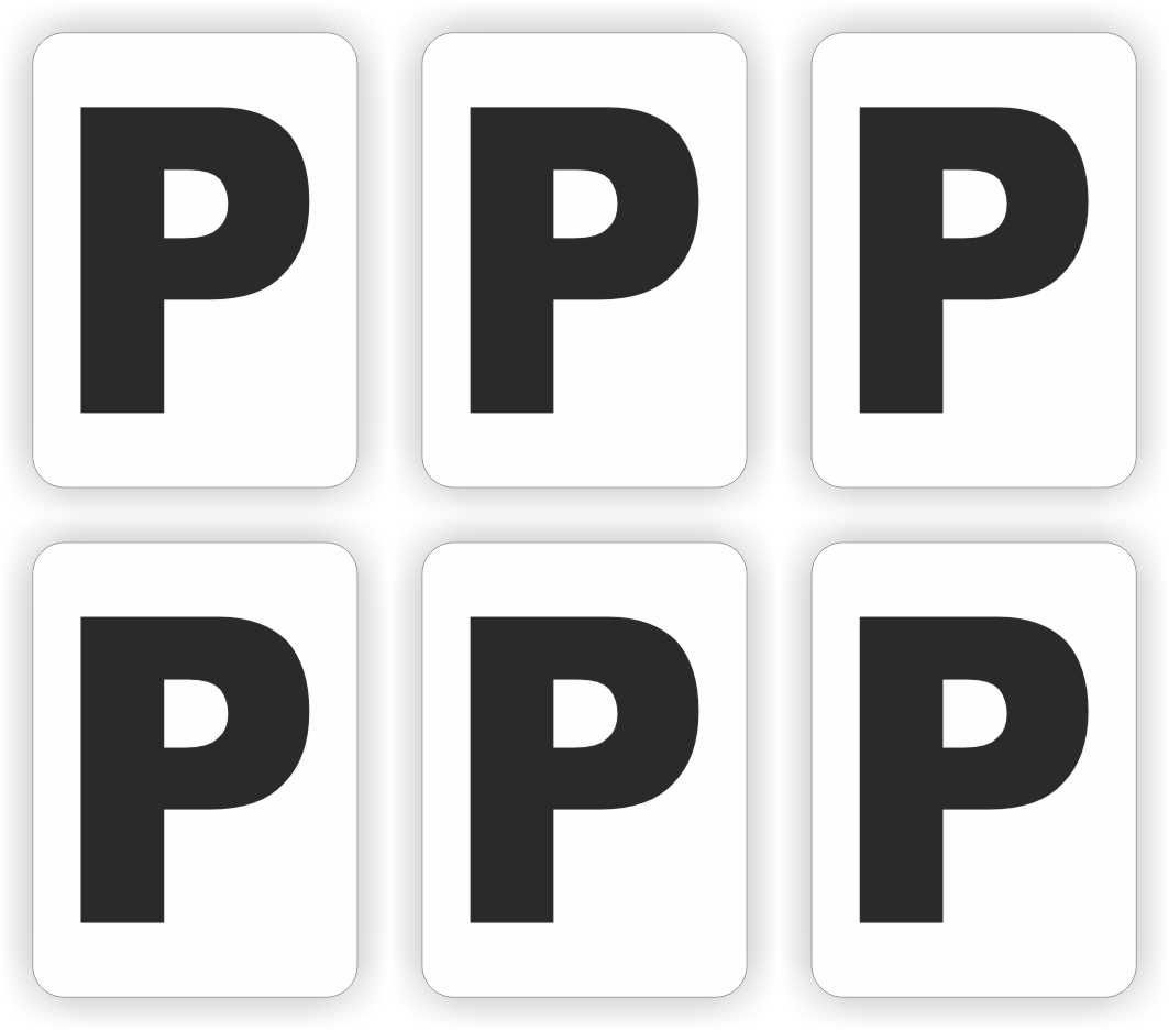 P, plakletter