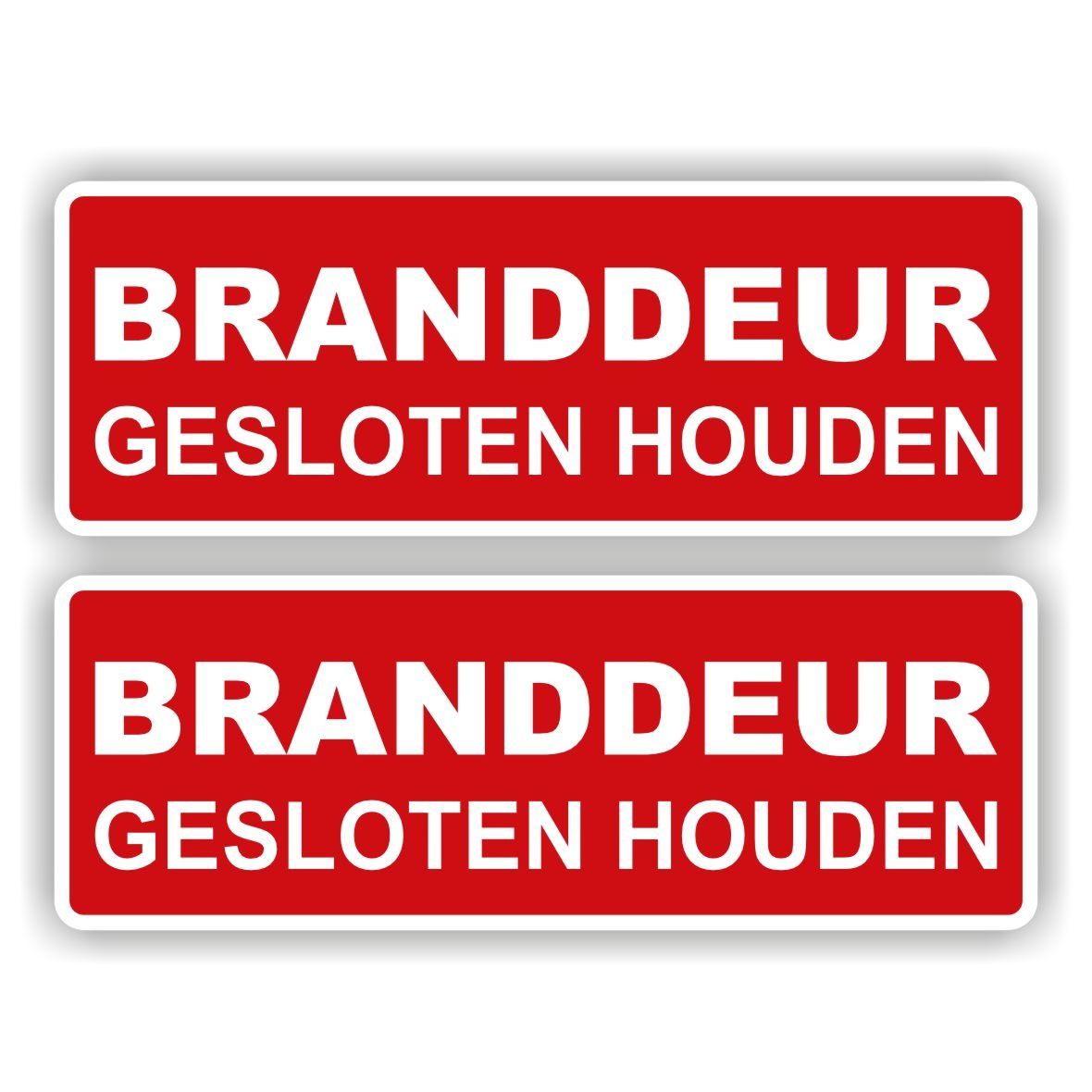 branddeur gesloten houden, 2 stickers.