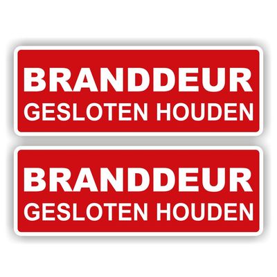 branddeur gesloten houden, 2 stickers.