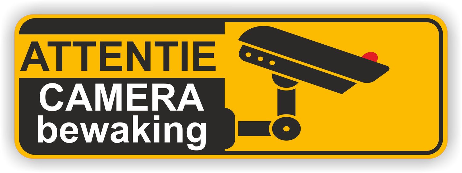 Attentie camera bewaking sticker.