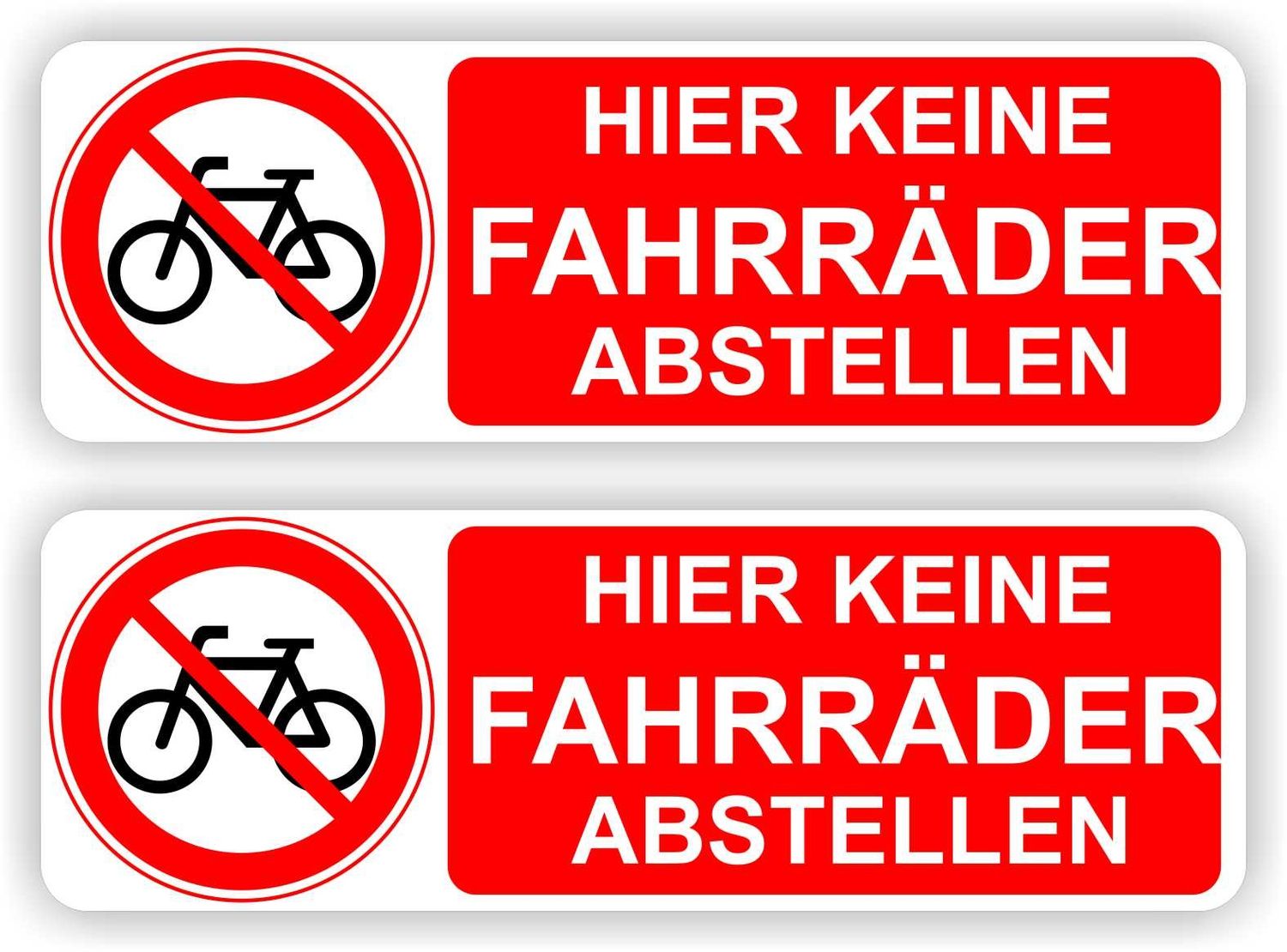 Fahrräder nicht platzieren Aufkleber Set 2 Stück