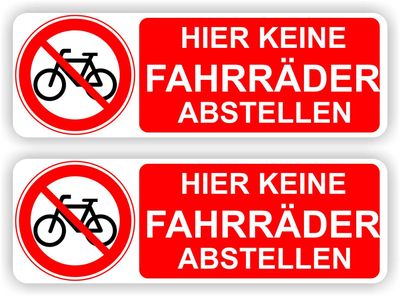 Fahrräder nicht platzieren Aufkleber Set 2 Stück